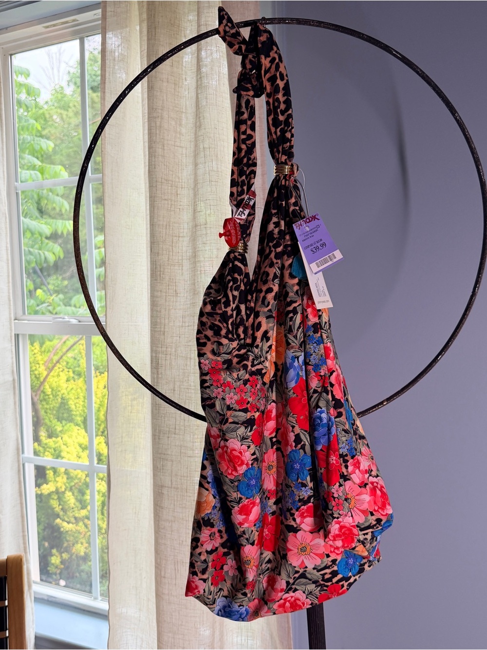 Johnny Was Multicolor Floral & Leopard Shoulder Bag